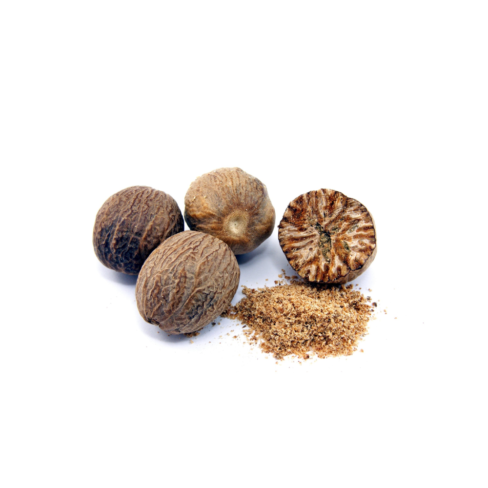 Nuez moscada entera y en polvo