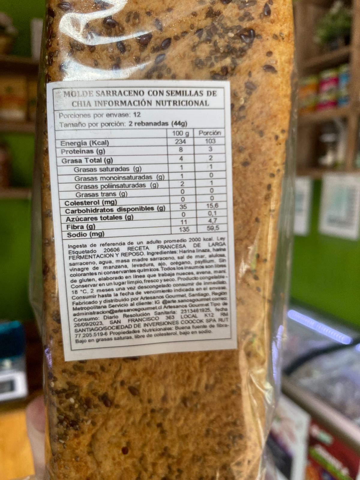 Pan Sin gluten Chía Linaza rebanado