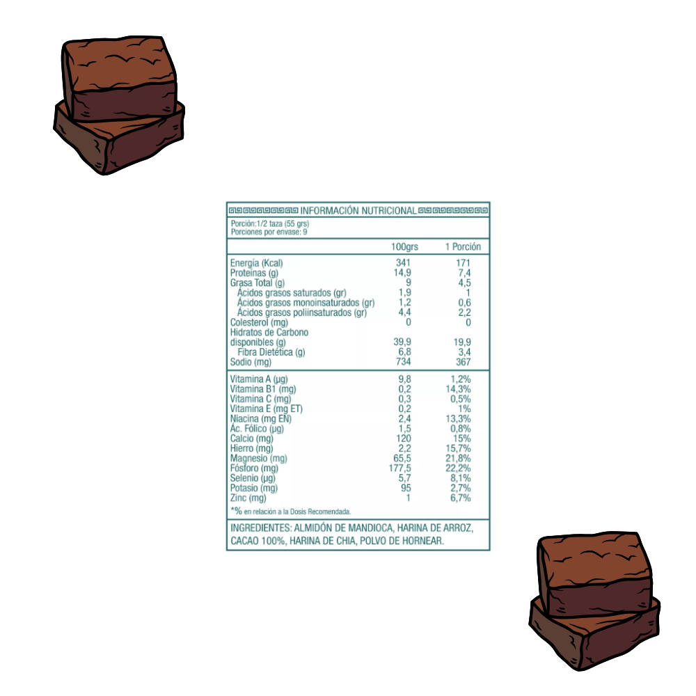 Pre Mezcla Brownie Certificada Sin gluten